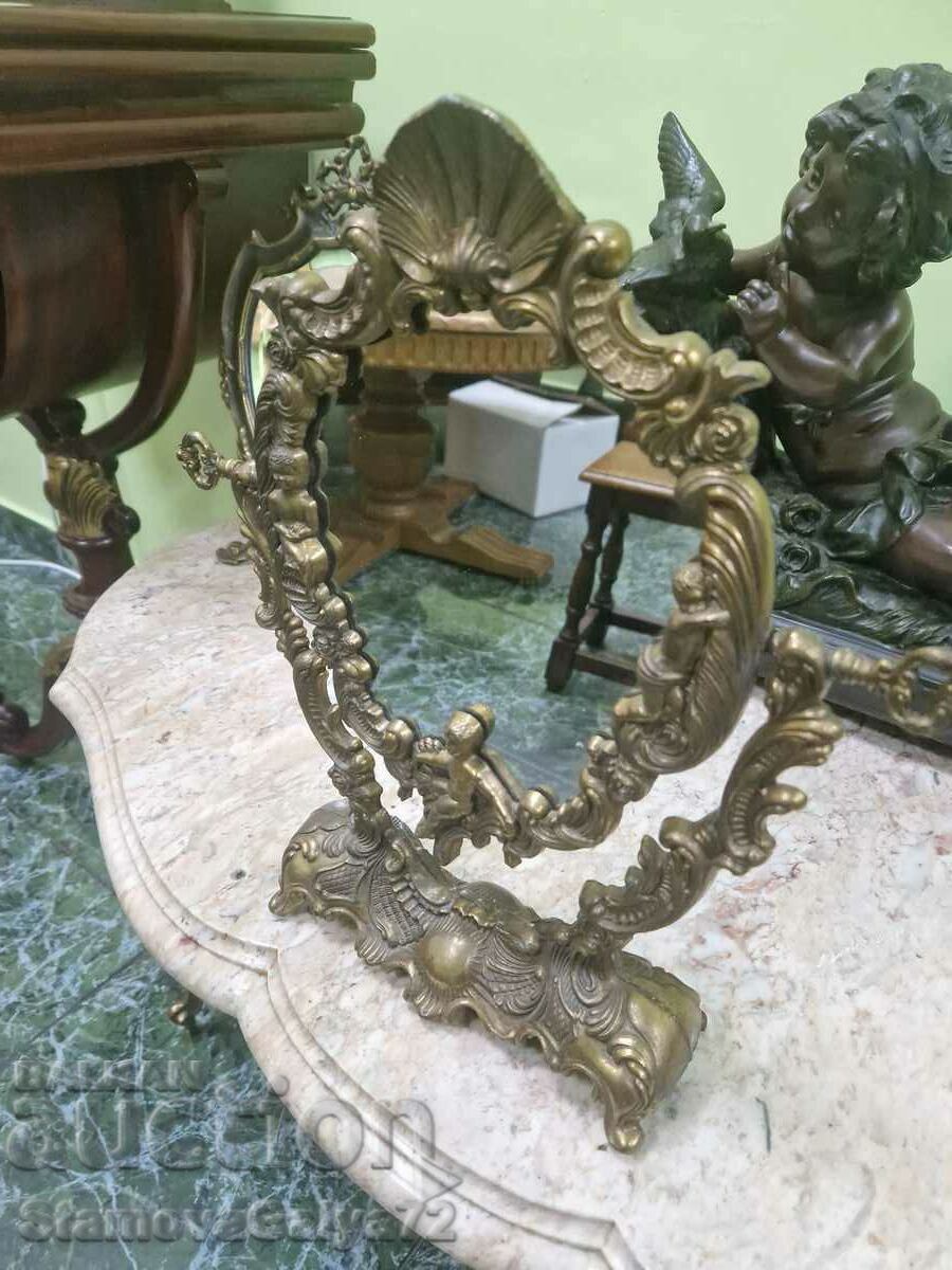 Чудесно антикварно бронзово френско огледало