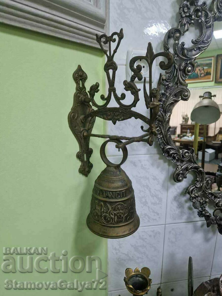 A lovely large antique Belgian bronze bell