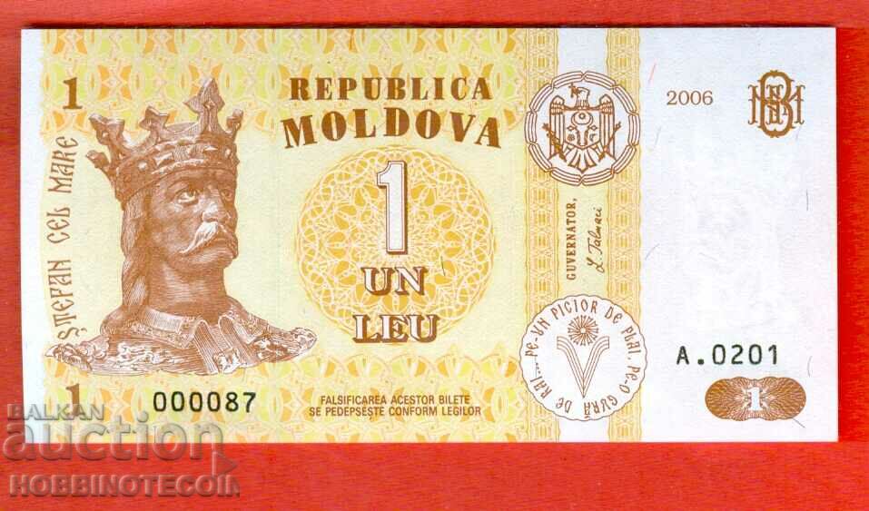 МОЛДОВА MOLDOVA 1 Леу емисия issue 2006 - 000087 87 НОВА UNC