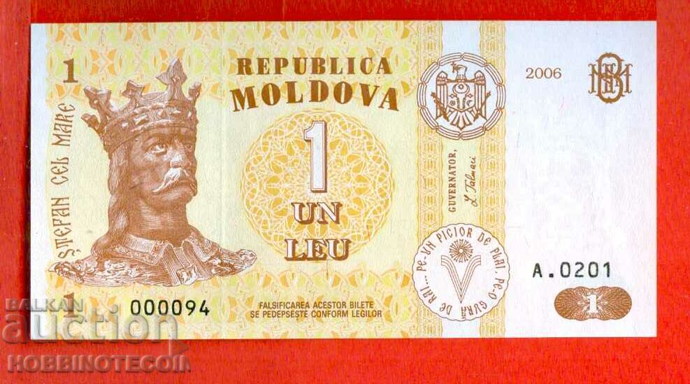 МОЛДОВА MOLDOVA 1 Леу емисия issue 2006 - 000094 94 НОВА UNC