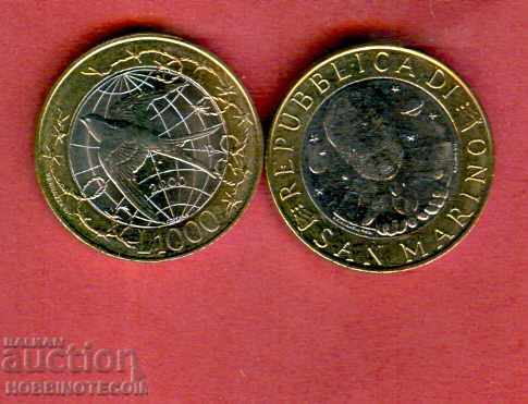 САН МАРИНО SAN MARINO 1000 Лири issue 2000 НОВ UNC БИМЕТАЛНА