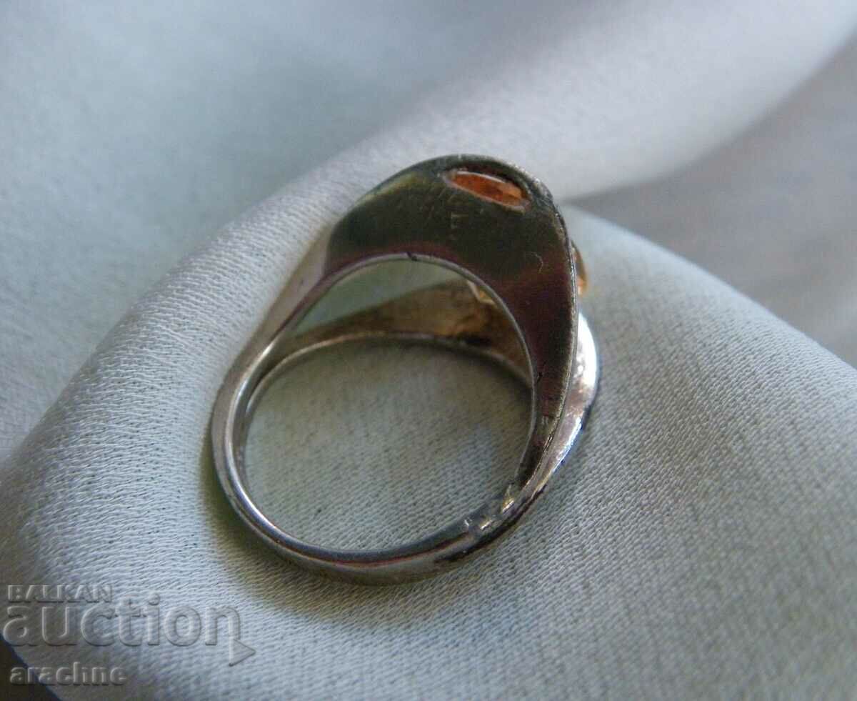 Auction Old Western European silver ring with large tourmaline Auction Old Western European silver ring with large tourmaline