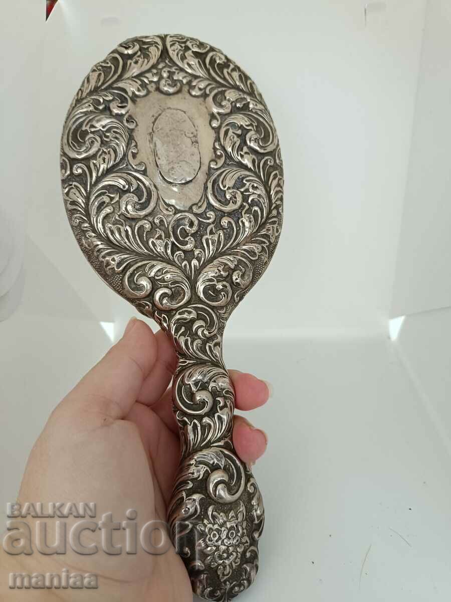 Oglinda antica din cristal argintiu cu marcaje