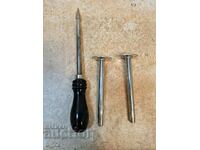 Стар ветеринарномедицински троакар, стилет, шило, канюли