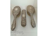 Set of silver brushes marked 1985 Chester