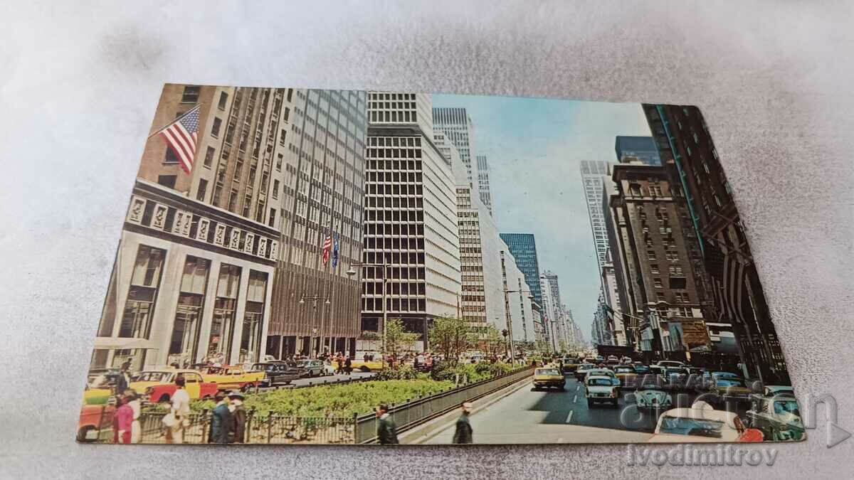 New York City Park Avenue 1968 postcard