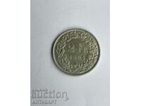 monedă de argint 2 franci Elveția argint 1961