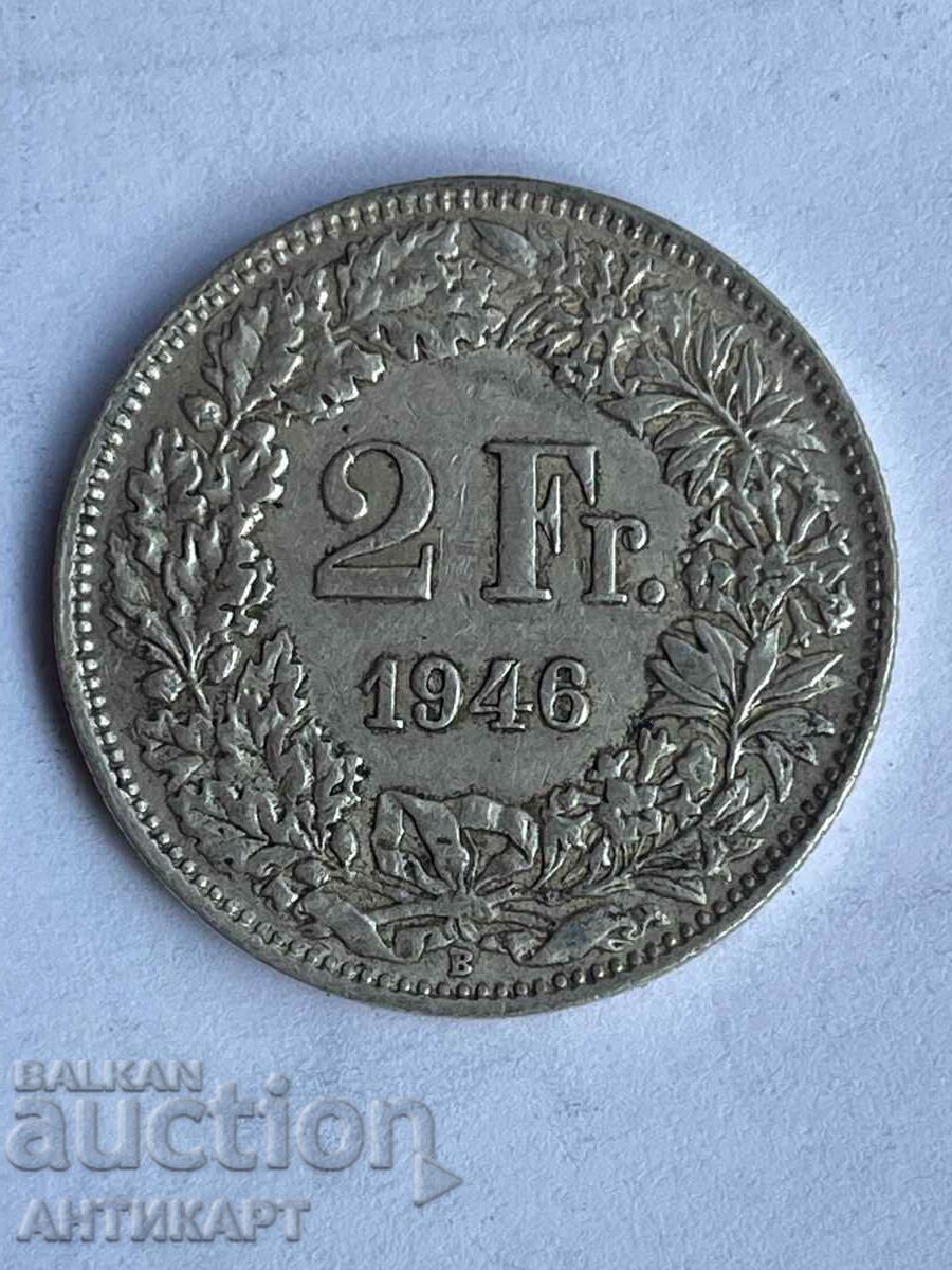 silver coin 2 francs Switzerland 1946 silver