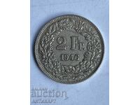 monedă de argint 2 franci Elveția argint 1946