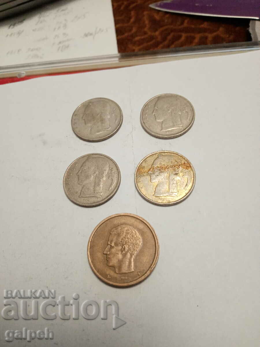 LOT OF COINS - BELGIUM - 5 pcs. - BGN 1 with price 1.00 BGN | € 0.51 LOT OF COINS - BELGIUM - 5 pcs. - BGN 1 with price 1.00 BGN | € 0.51
