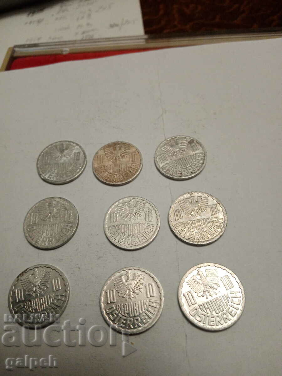 LOT OF COINS - AUSTRIA - 9 pcs. - BGN 1.5 with price 1.50 BGN | € 0.77 LOT OF COINS - AUSTRIA - 9 pcs. - BGN 1.5 with price 1.50 BGN | € 0.77