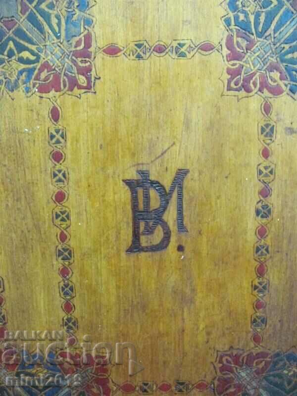 Auction Art Nouveau Handmade Item on Wood with Initials Auction Art Nouveau Handmade Item on Wood with Initials