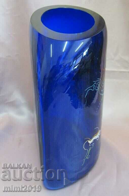 Author's Massive Hand Painted Crystal Vase - 5 Author's Massive Hand Painted Crystal Vase - 5