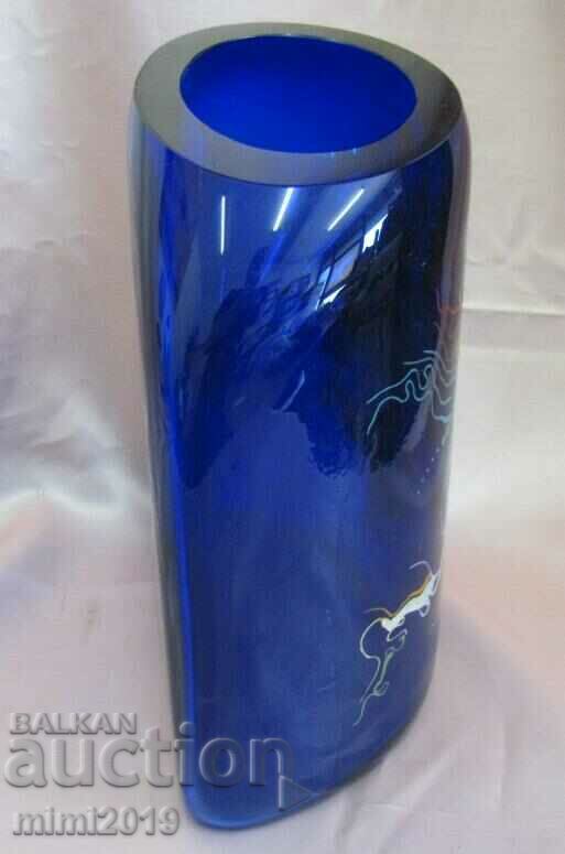 Author's Massive Hand Painted Crystal Vase - 6 Author's Massive Hand Painted Crystal Vase - 6