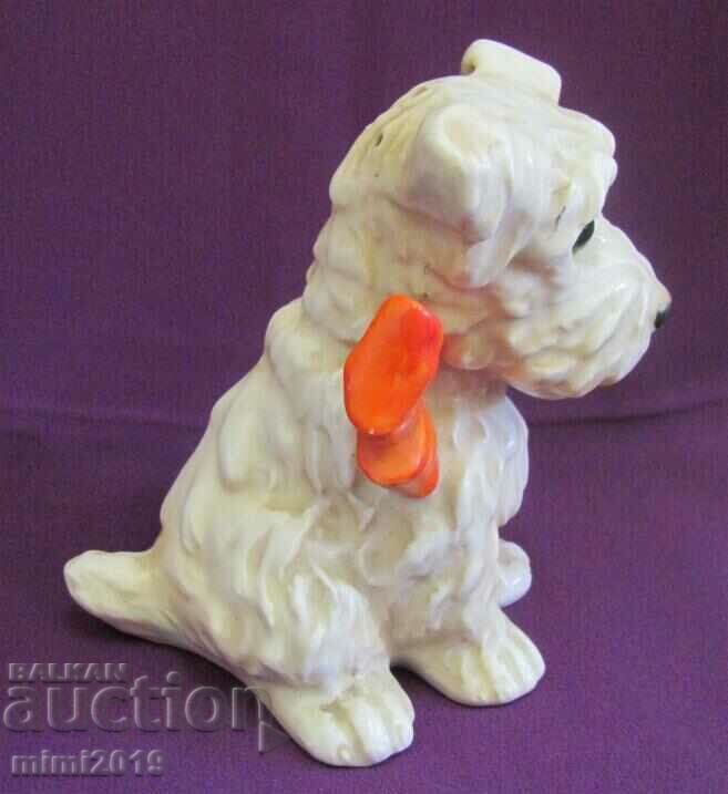 Delivery of 19th century Porcelain Lamp-Dog marked, glass eyes