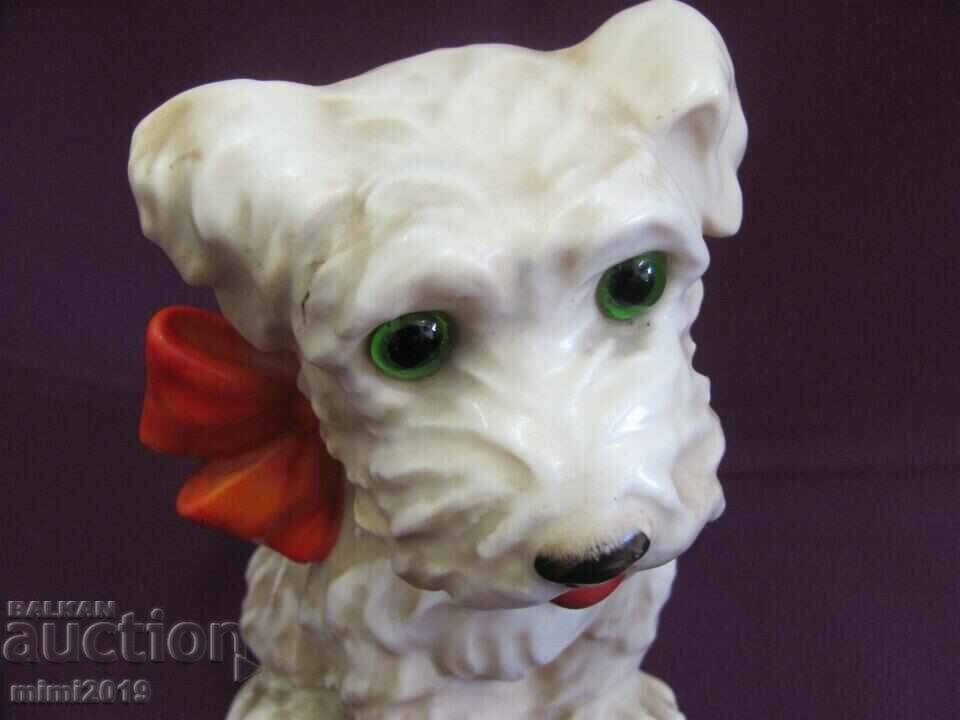 19th century Porcelain Lamp-Dog marked, glass eyes - 5