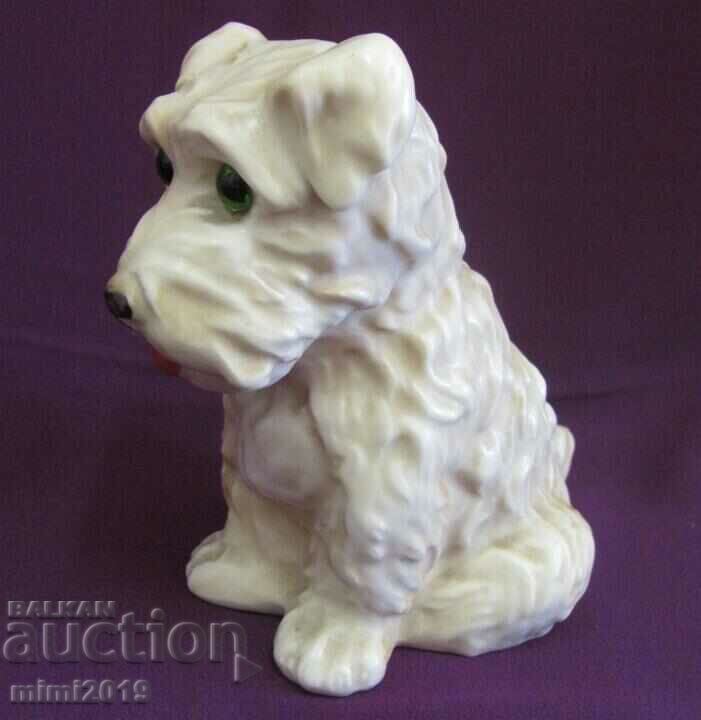 19th century Porcelain Lamp-Dog marked, glass eyes - 6