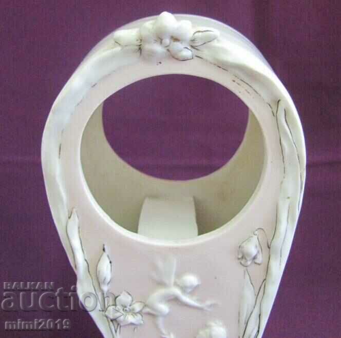 Auction  Antique Porcelain Watch Box with embossed figures