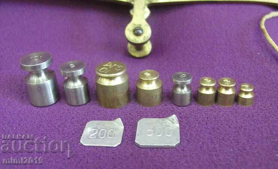 19th Century Bronze Medical Apothecary Scales with Grams - 6