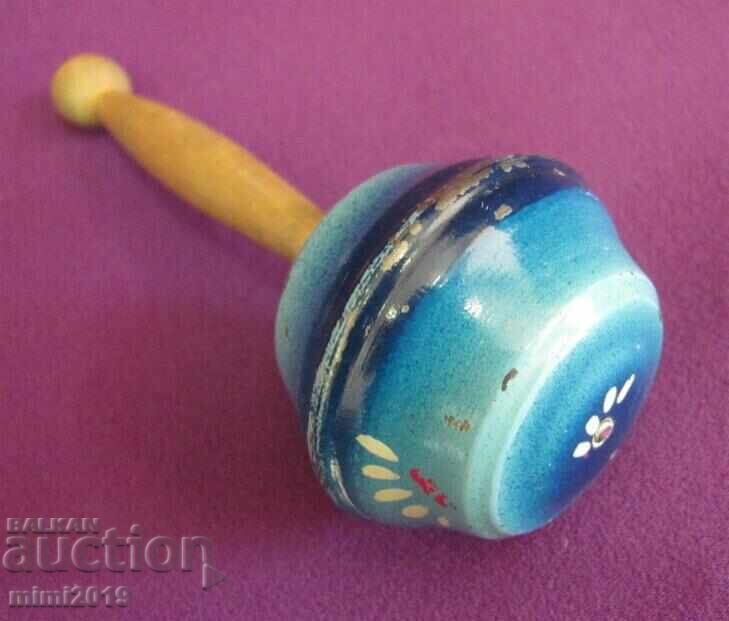 19th century Antique Metal and Wood Baby Rattle