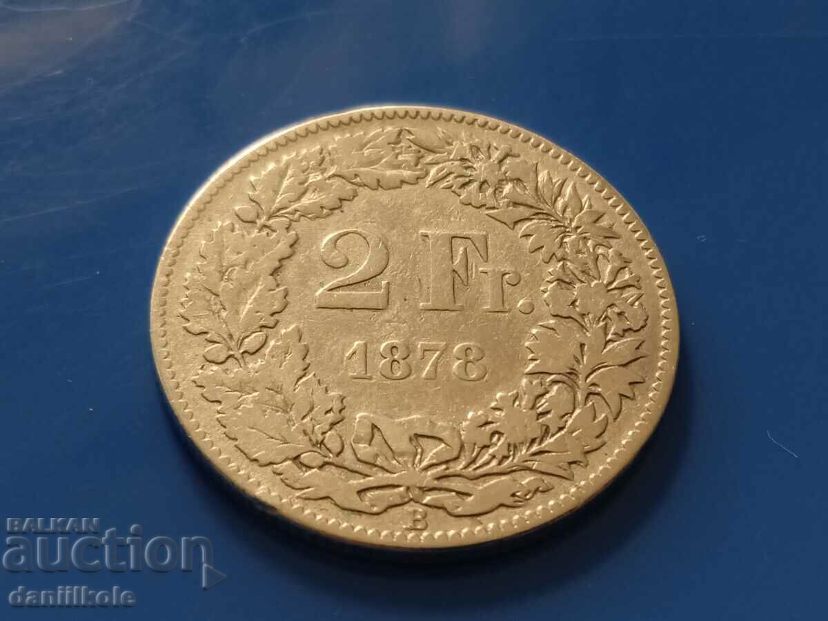 *$*Y*$* SWITZERLAND 2 FRANC 1878 SILVER - EXCELLENT *$*Y*$* *$*Y*$* SWITZERLAND 2 FRANC 1878 SILVER - EXCELLENT *$*Y*$*