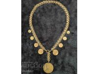 Gilded cordon pendar BAPTIST NAME folk necklace jewelry costume