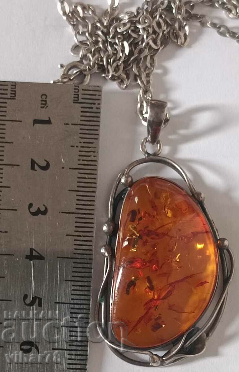 Large silver pendant with amber with price 249.99 BGN | € 127.82 Large silver pendant with amber with price 249.99 BGN | € 127.82