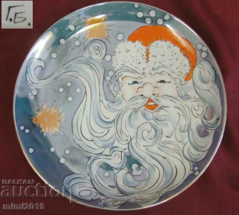 Author's Painted Plate Christmas Motif Signed