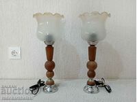 Set of two antique wooden lamps - lamp