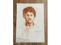 Dimitar Vulkanov Signed Drawing Painting Portrait Boy