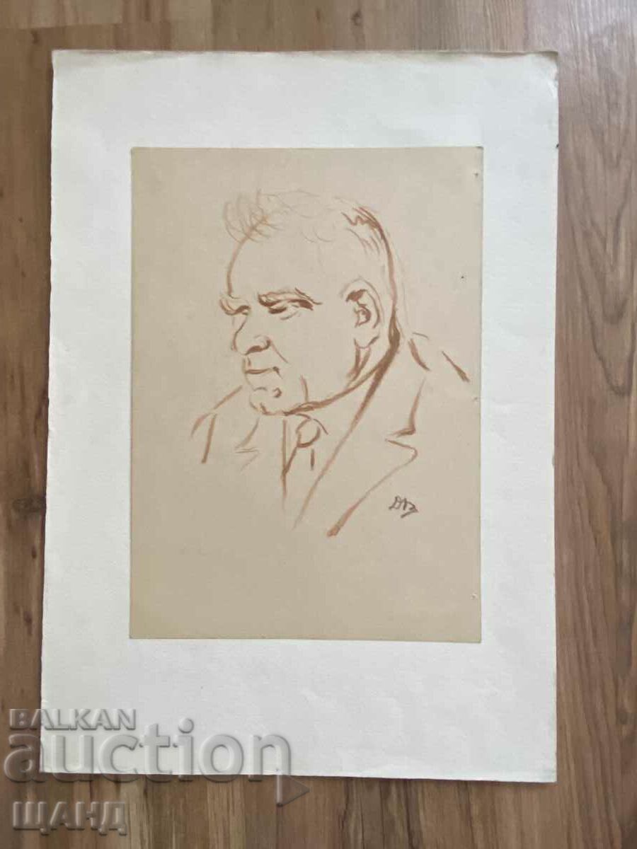 Dimitar Vulkanov Drawing Picture Portrait of a Man in a Suit
