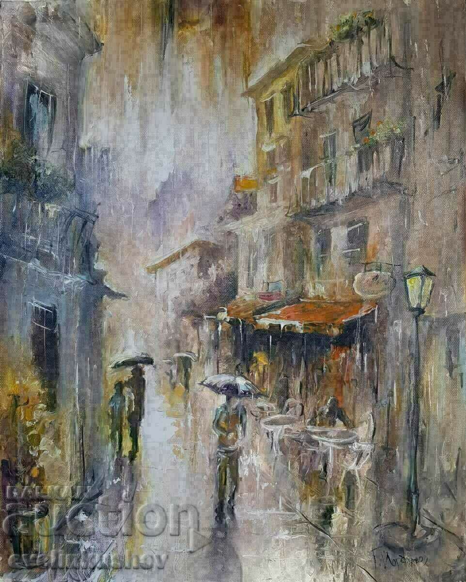 Oil painting "Spontaneous rain" Georgi Yordanov with price 290.00 BGN | € 148.27 Oil painting "Spontaneous rain" Georgi Yordanov with price 290.00 BGN | € 148.27