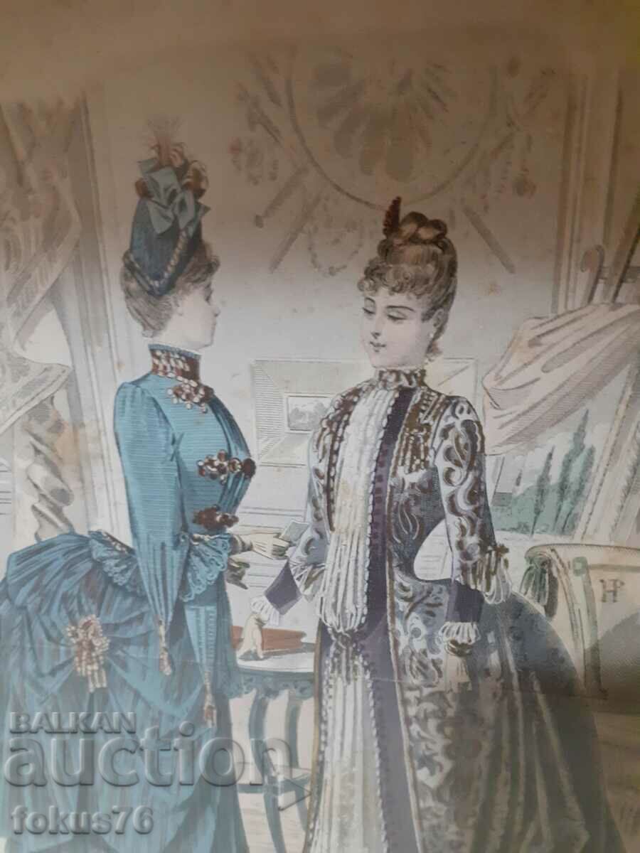 Old colored antique framed engraving signed - 5 Old colored antique framed engraving signed - 5