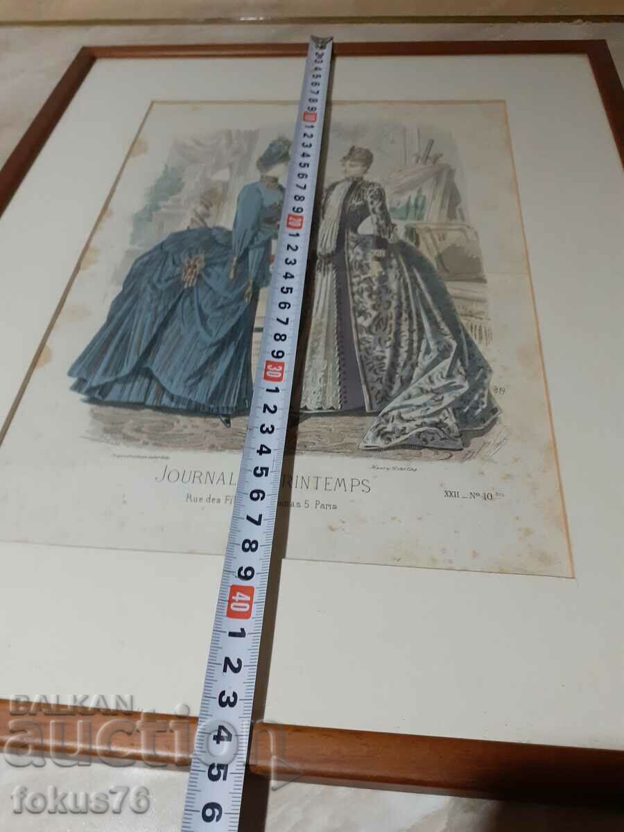 Old colored antique framed engraving signed - 6 Old colored antique framed engraving signed - 6