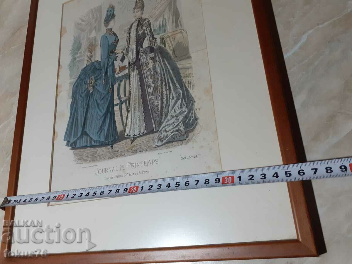 Old colored antique framed engraving signed - 7 Old colored antique framed engraving signed - 7