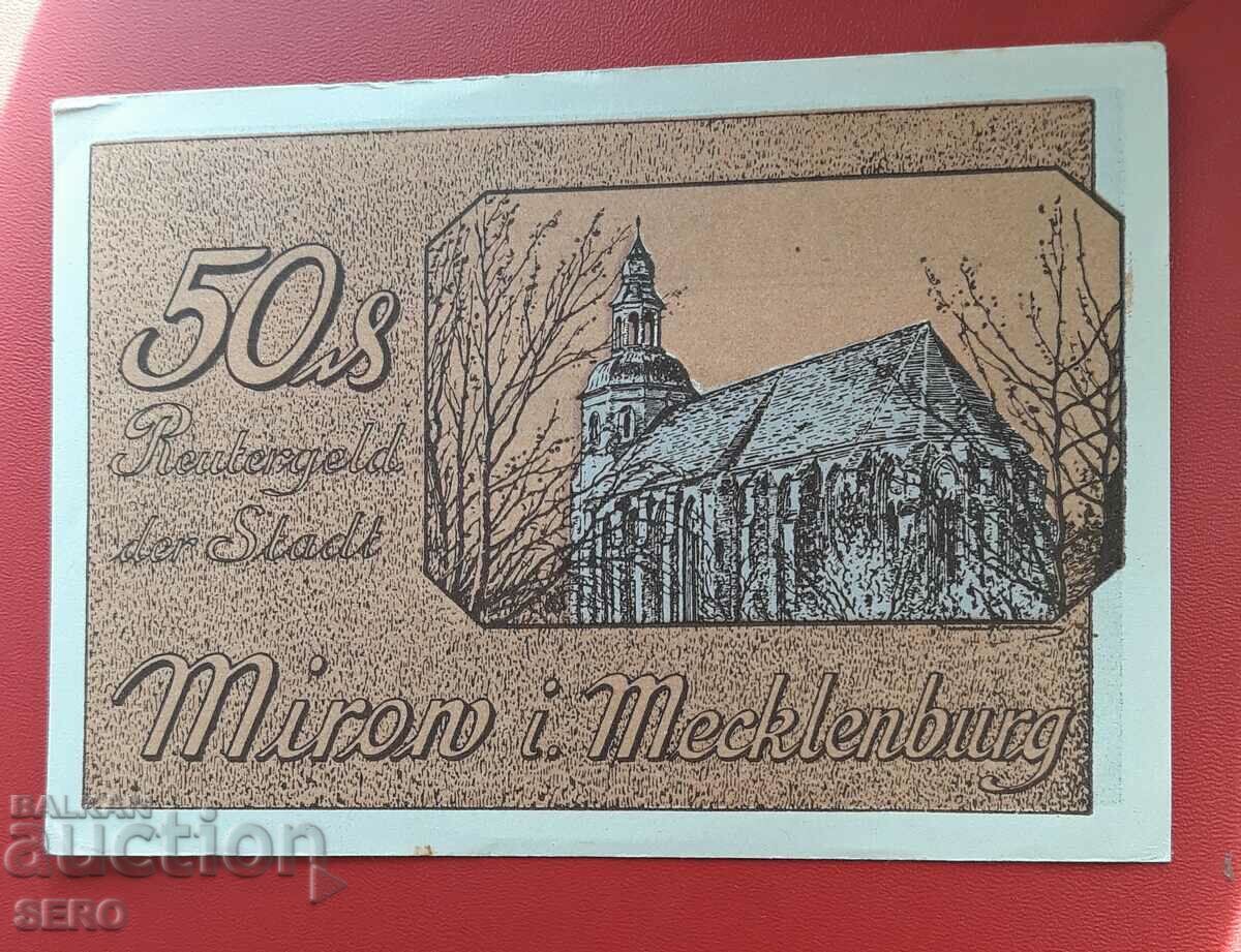 Банкнота-Германия-Мекленбург-Померания-Миров-50 пф.1922