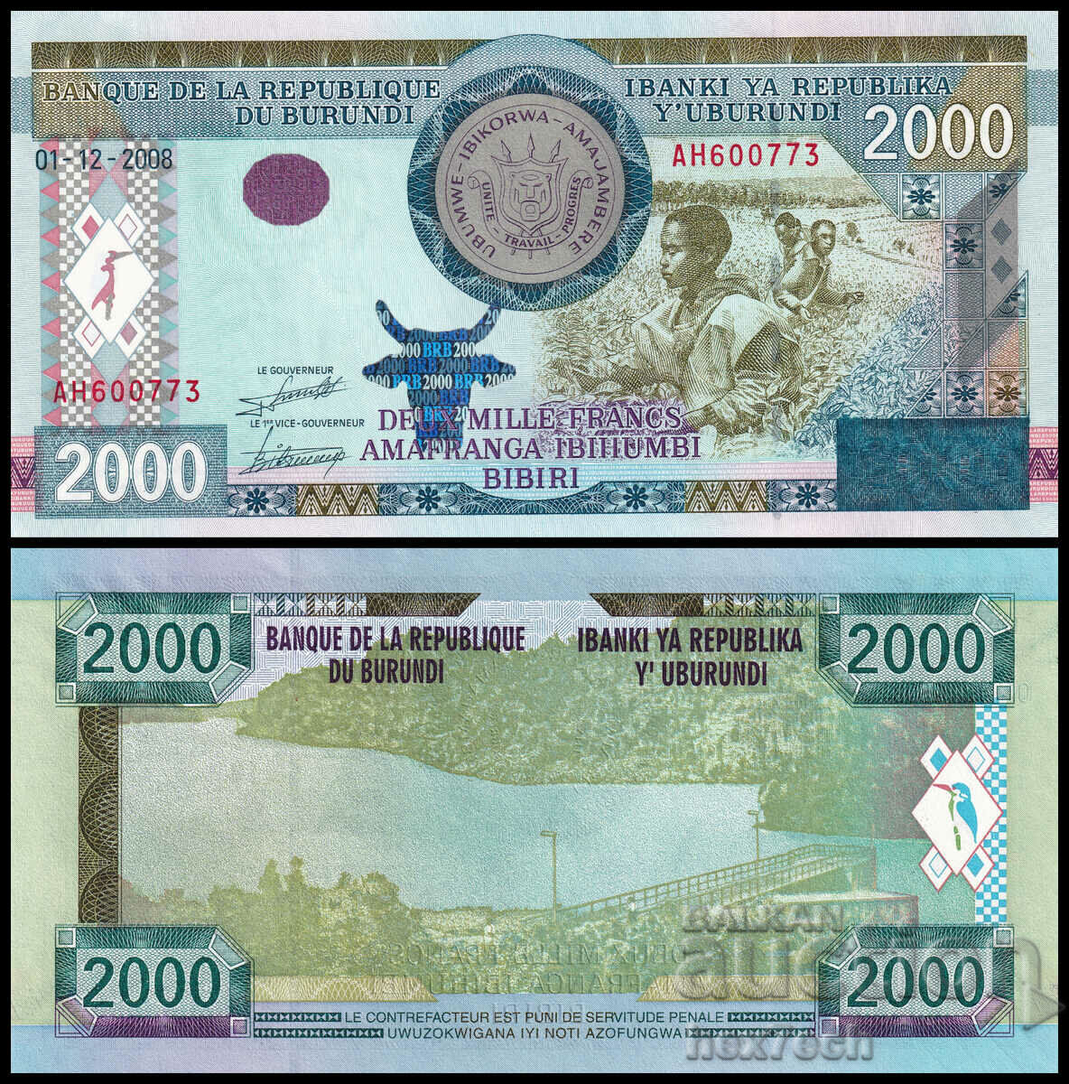 ❤️ ⭐ Burundi 2008 2000 franci UNC nou ⭐ ❤️