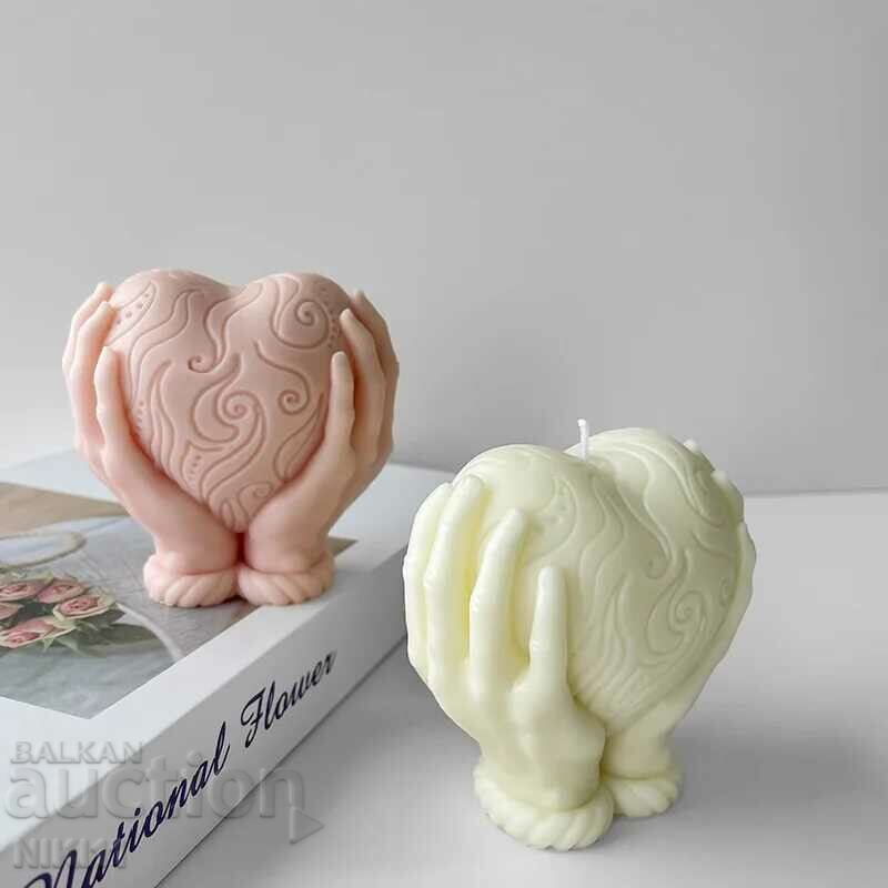 Silicone mold heart with hands for candles with price 16.00 BGN | € 8.18 Silicone mold heart with hands for candles with price 16.00 BGN | € 8.18