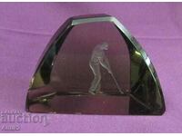 Vintich Crystal Paperweight for Desk - Golf