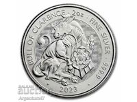 SILVER 2 OZ 2023 BEASTS OF THE TUDORS - CLARENCE BULL
