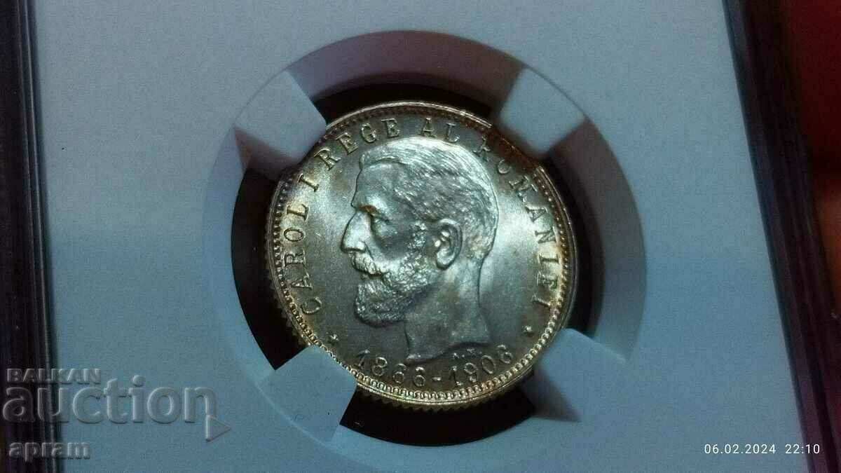 1 lei 1906. Romania MS64 cu preț 2200.00 BGN | € 1124.84
