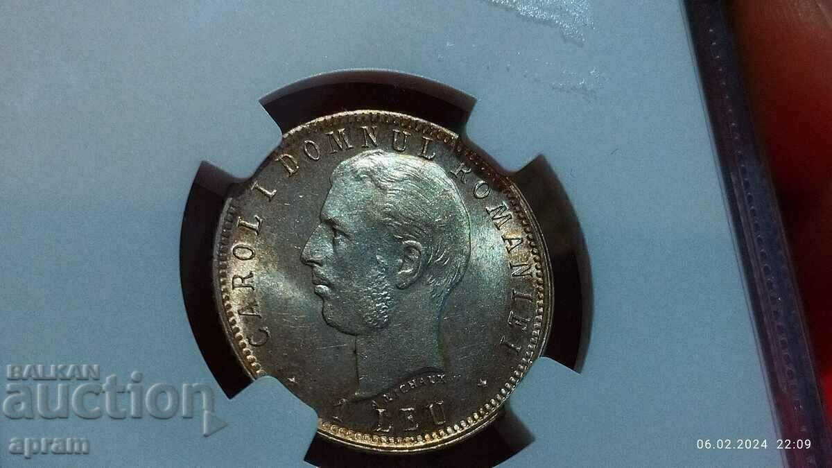 Аукцион 1 лея 1906г.Румъния MS64 Аукцион 1 лея 1906г.Румъния MS64