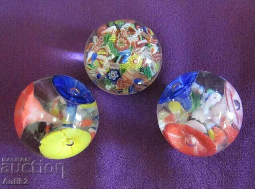 Vintich Murano Crystal Glass Paperweights for desk 3 pcs.