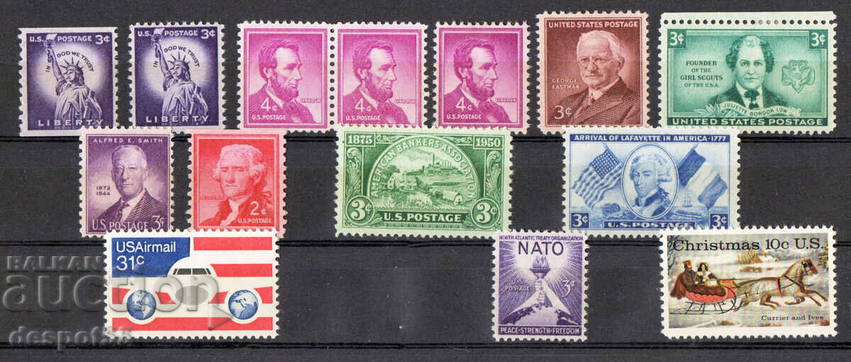 1950-60. ΗΠΑ. Τυχαία παρτίδα γραμματοσήμων των ΗΠΑ.