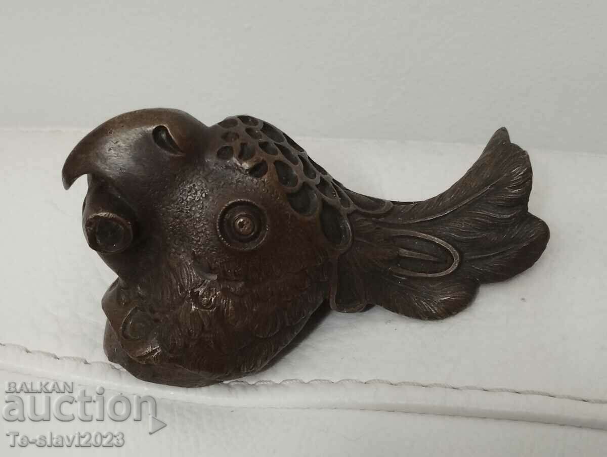 Figura veche din bronz din plastic - Papagal