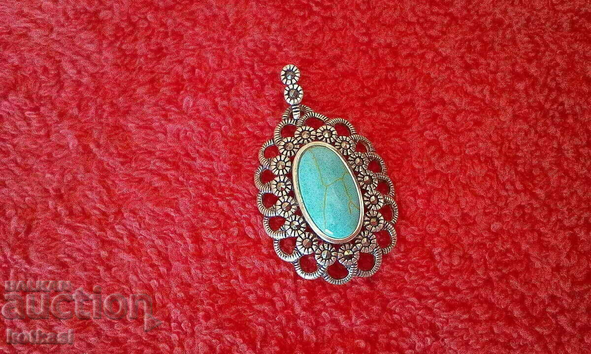 Old silver 925 pendant semi-precious stones markings with price 85.50 BGN | € 43.72 Old silver 925 pendant semi-precious stones markings with price 85.50 BGN | € 43.72