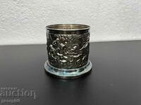 Embossed silver-plated spoon holder. #5033