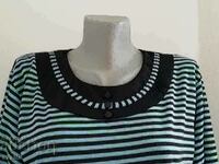 Blue and black stripes long sleeve blouse, new