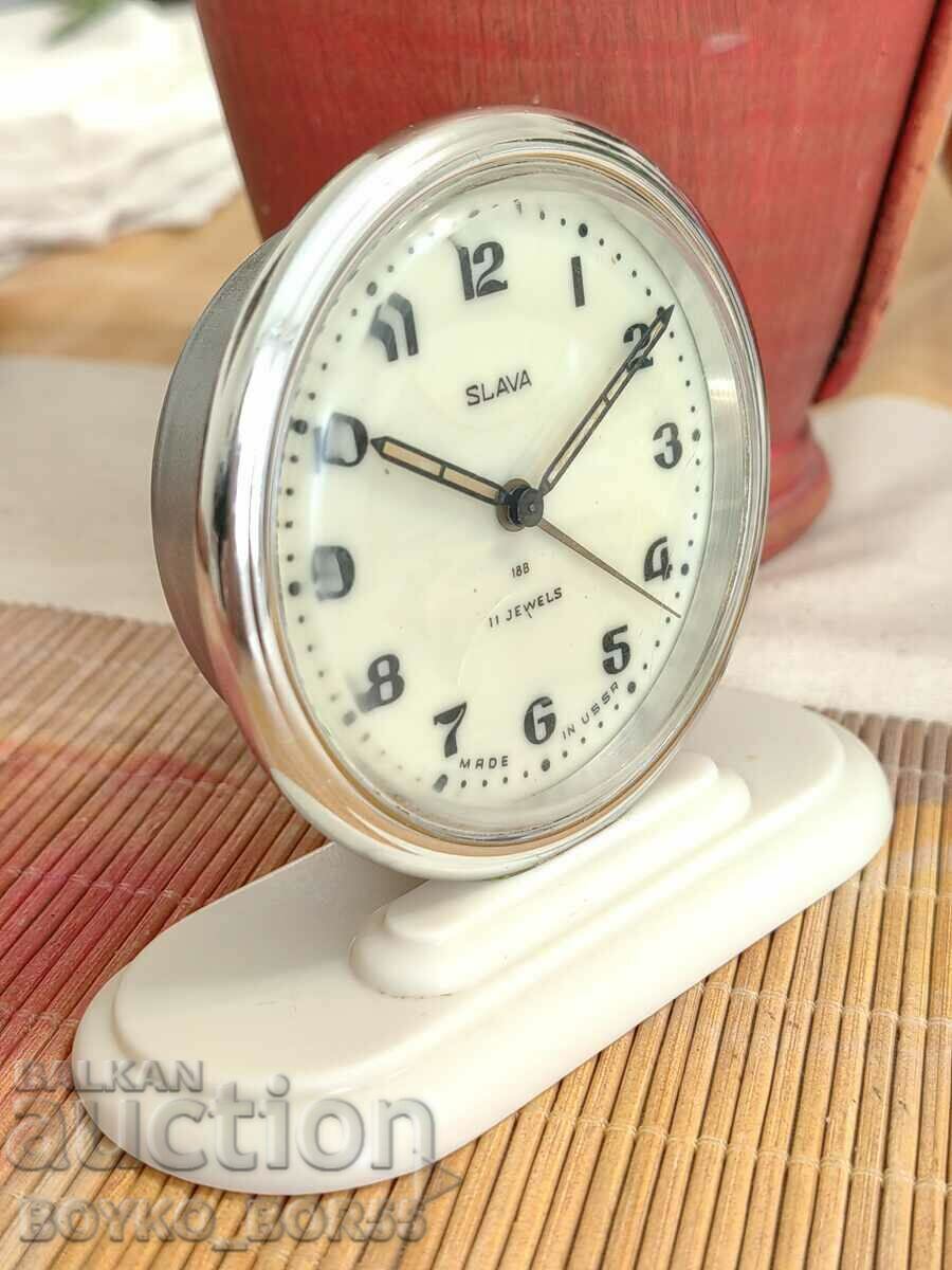 Delivery of Russian Social USSR Table Clock Alarm Clock SLAVA 1970s