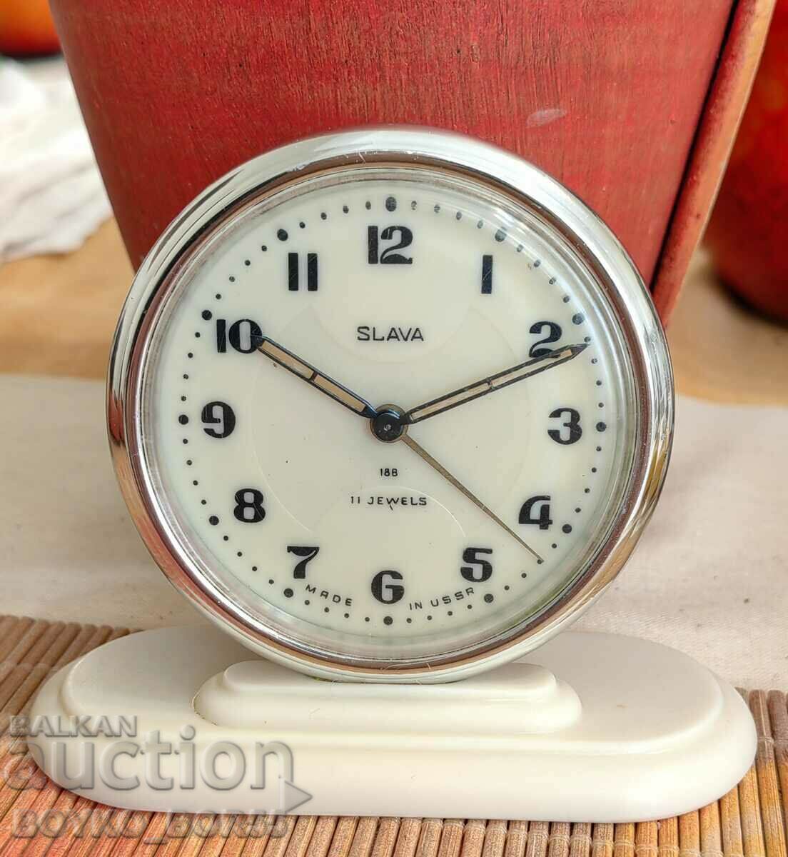 Russian Social USSR Table Clock Alarm Clock SLAVA 1970s - 6